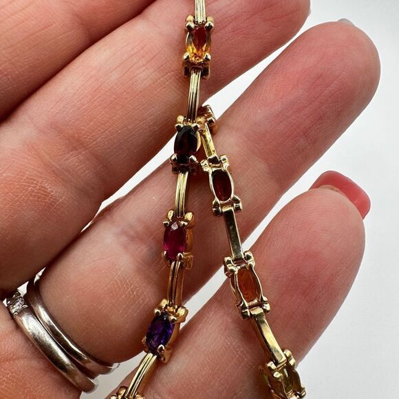 7.25", 14kt yellow gold and multi-gemstone tennis bracelet! - Picture 16 of 16